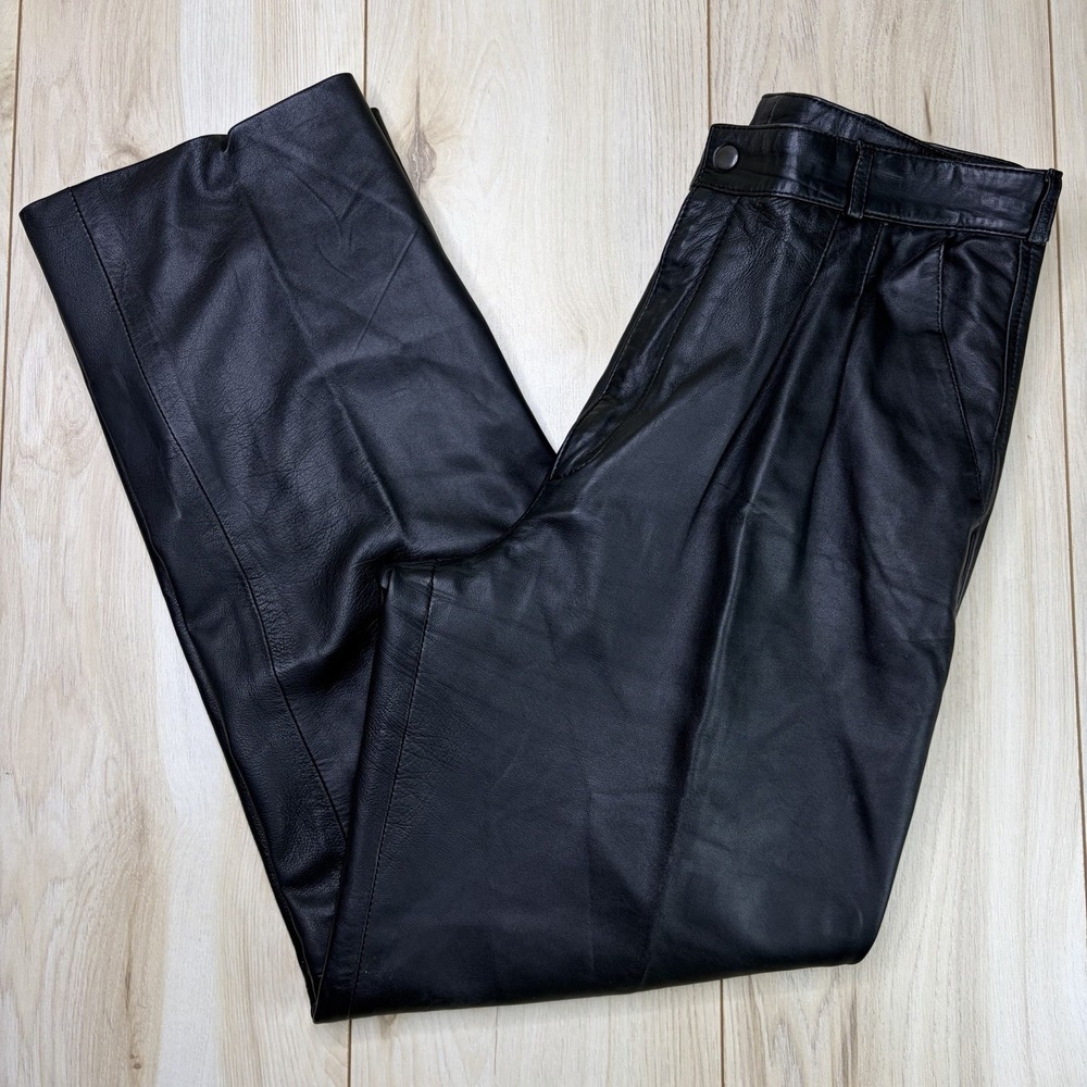Michael Hoban Mens North Beach Black Leather Pants Size 32x30 Vintage